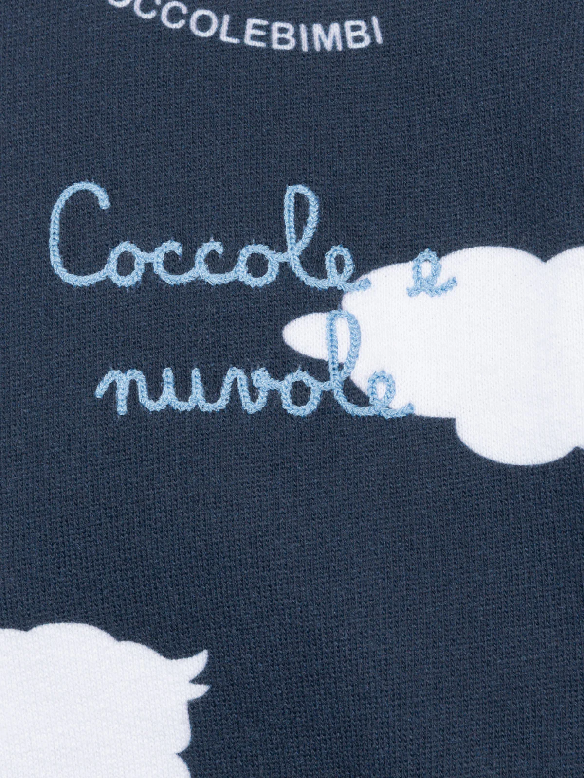 Blauwe sweater met ronde hals en geborduurde tekst 
