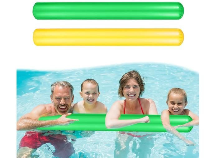 2 Pieces Inflatable Pool Noodles, 105 cm Inflatable Pool Noodles, Swimming Noodles for Pool, Pool Noodles, Yellow, Green