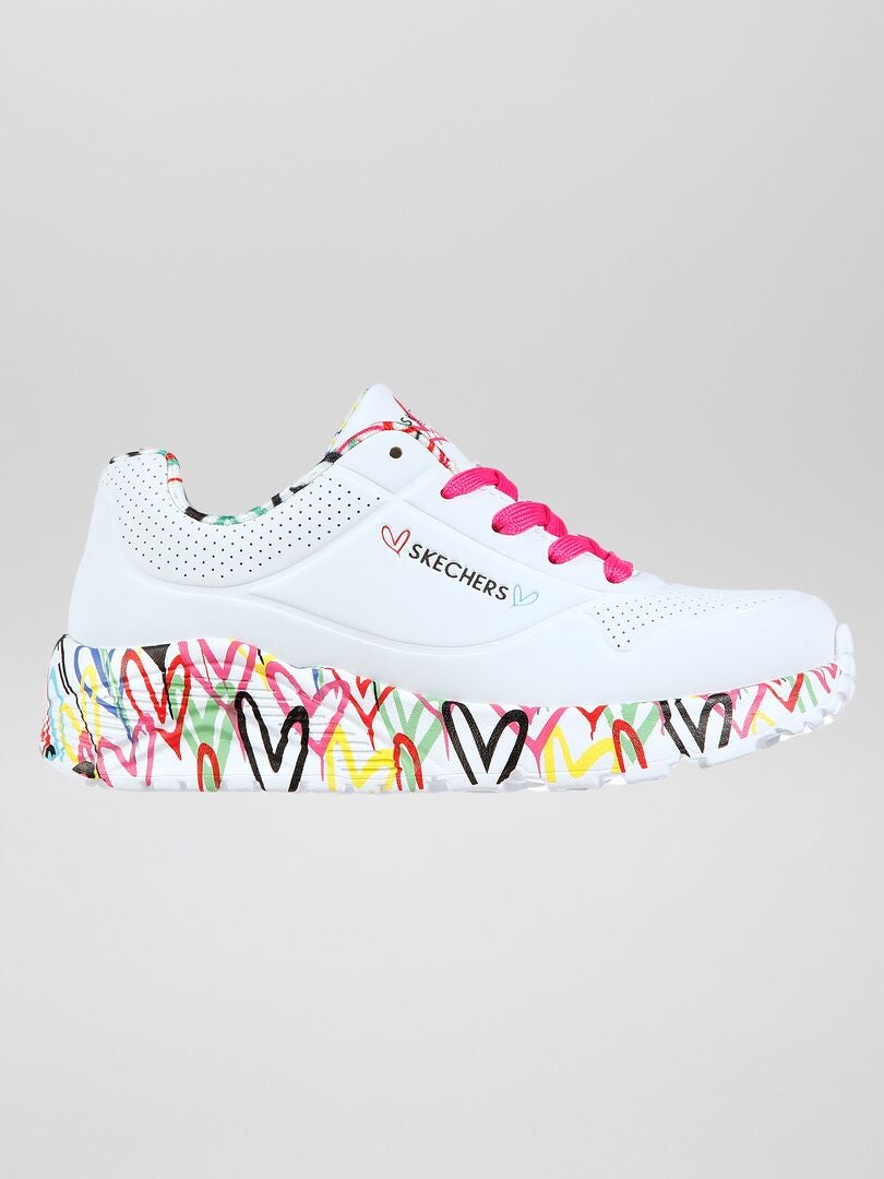 Tênis 'Skechers Street Uno Lite - Lovely Luv' - branco