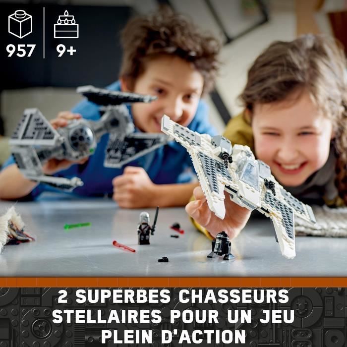 LEGO Star Wars 75348 Mandalorian Fang Fighter vs. TIE Interceptor, Spaceship Toy