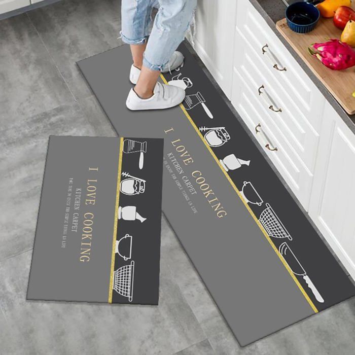 Ensembles de tapis de cuisine antidérapants lavables, ensemble de 2 tapis de cuisine, tapis de sol 50x80 + 50x120 cm