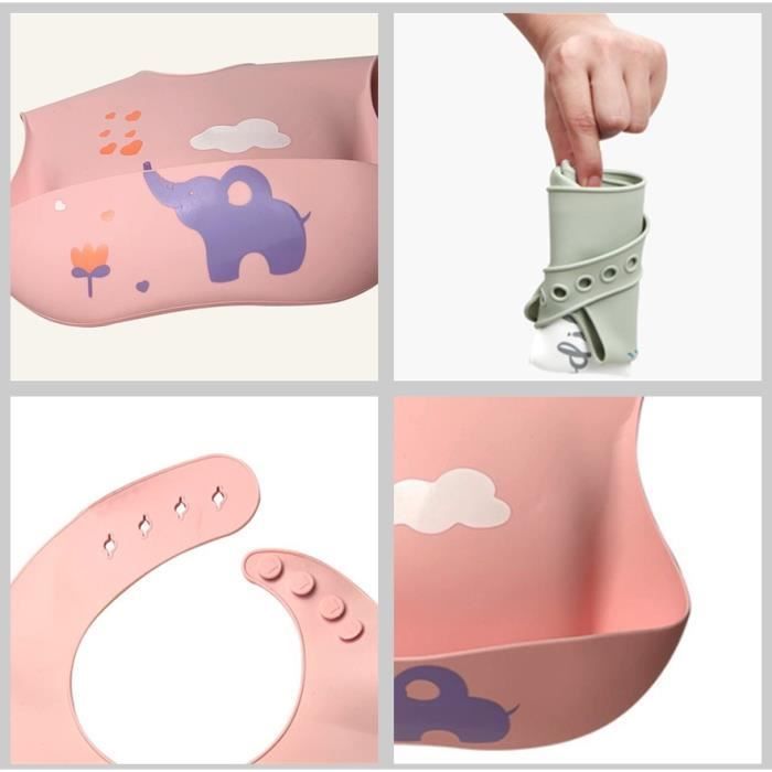 Baby Turban Bibs, 2 PCS Silicone Baby Bibs, with Drip Tray, Adjustable Neck Strap, BPA Free, Easy to Clean
