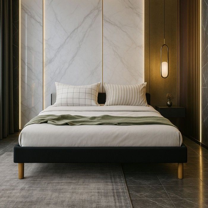 mina - Solide et Confortable Sommier Tapissier noir Pieds en 20 cm pour matelas en 180x200 - 2 x 13 Lattes