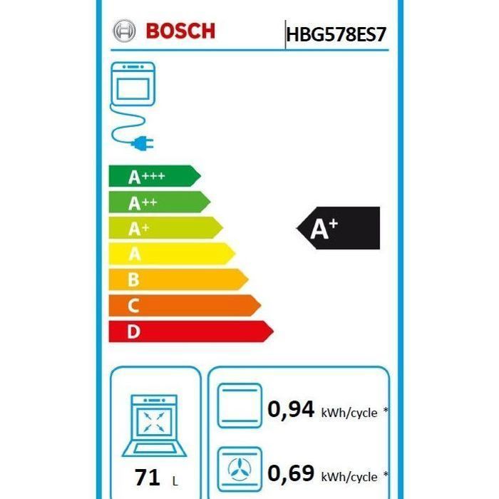 Horno empotrable - Limpieza pirolítica - BOSCH Serie 6 - HBG578ES7 - Acero inoxidable - 59,4 x 54,8 x 59,5 cm