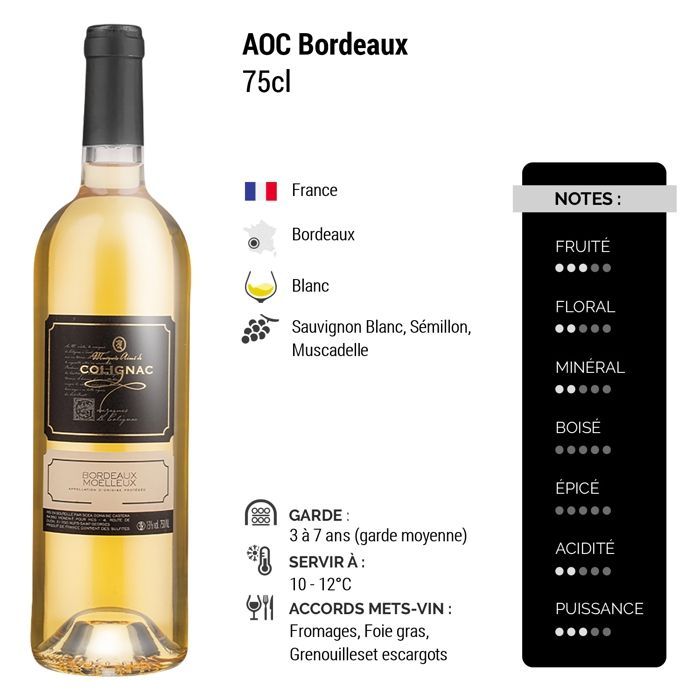 Marquis Aimé de Colignac Bordeaux Moelleux - Weißer Bordeauxwein (6x75cl)