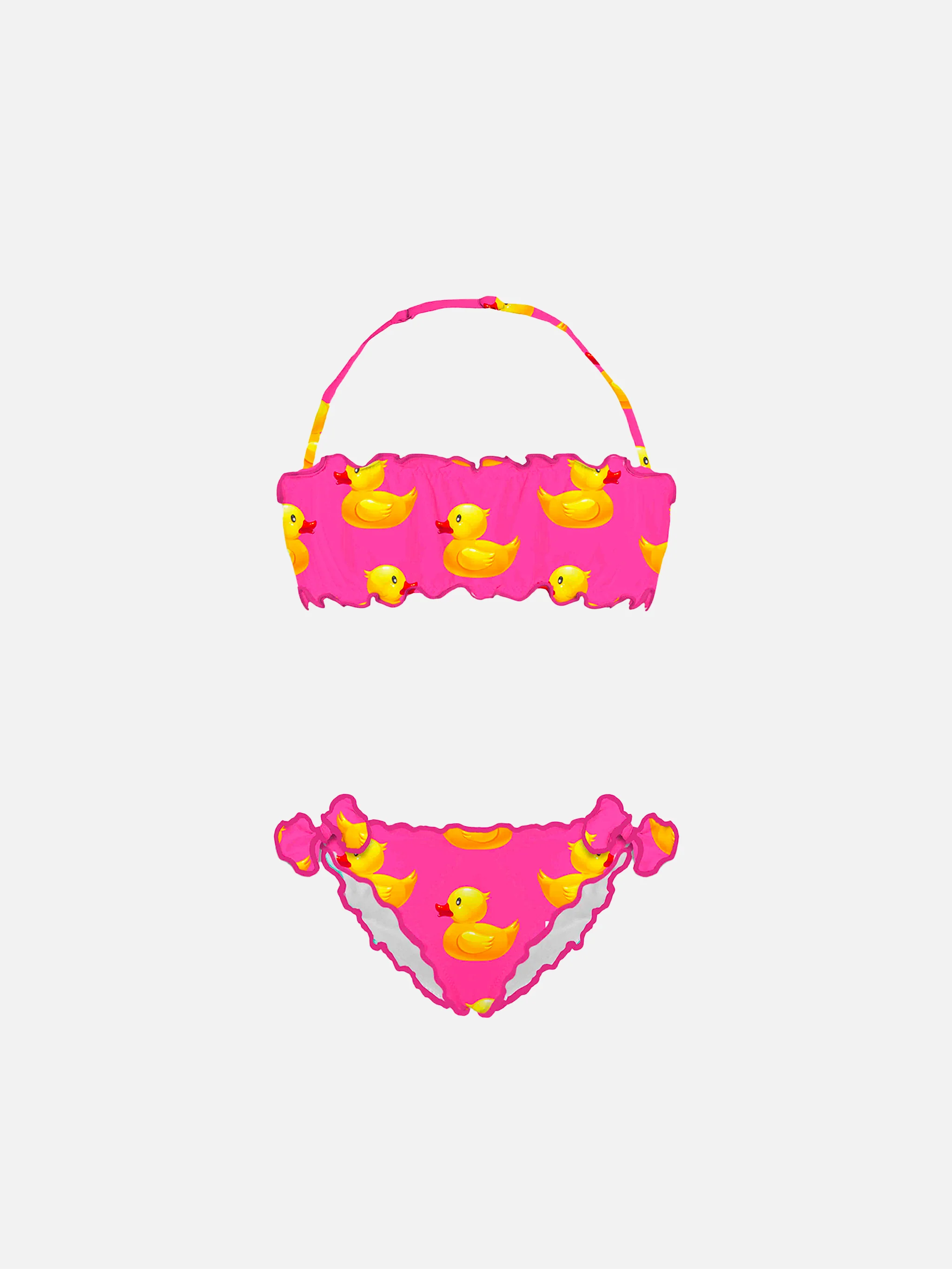 Bandeaubikini voor meisjes met eendenprint