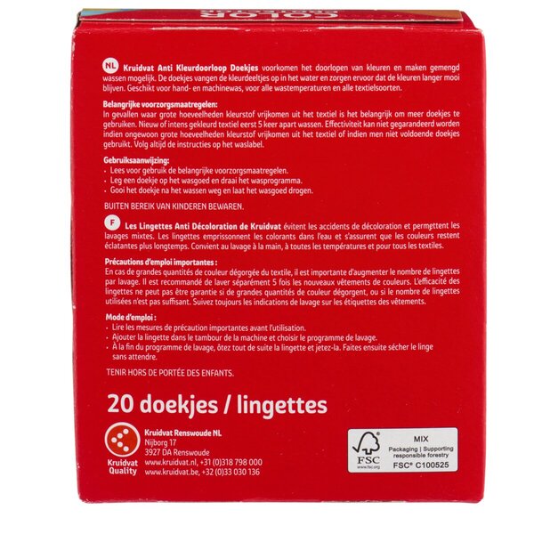 Lenços umedecidos antidesbotamento de cor Kruidvat Color Protector<br>20 unidades