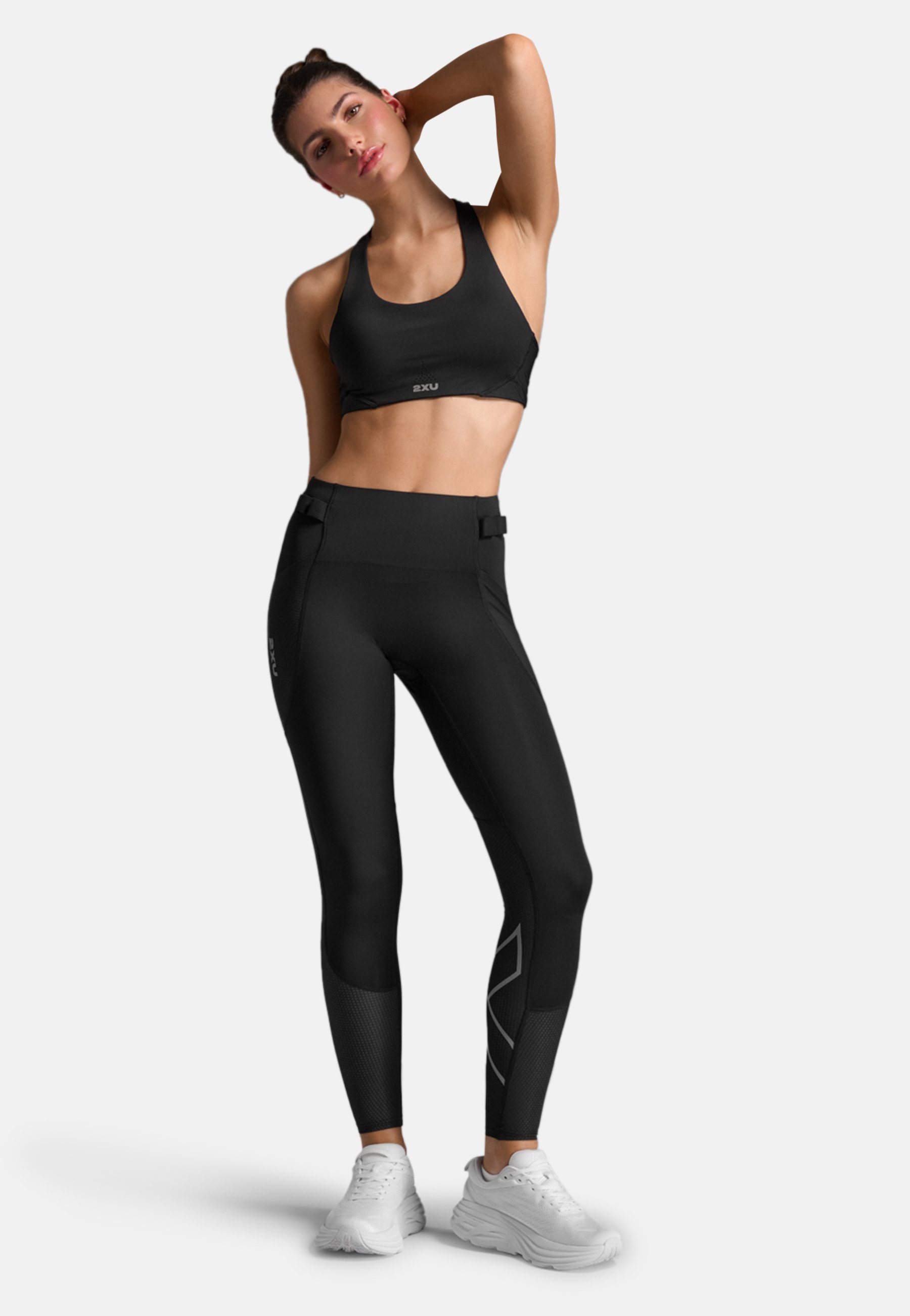 2XU AERO IMPACT - Sportbeha met gemiddelde ondersteuning - zwart met zilveren reflecterende details