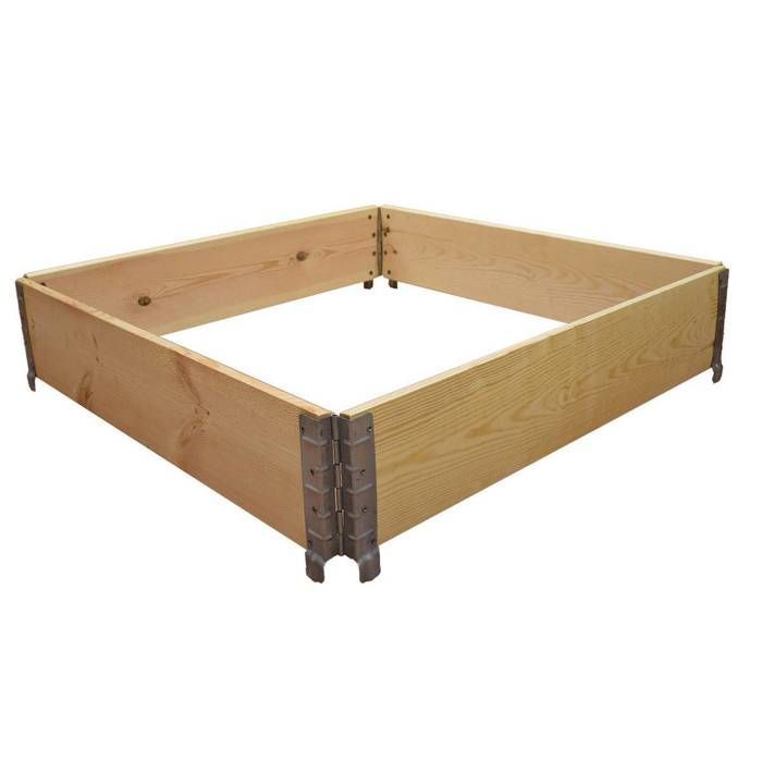 Canteiro elevado de madeira natural para jardim, 1000x1000mm
