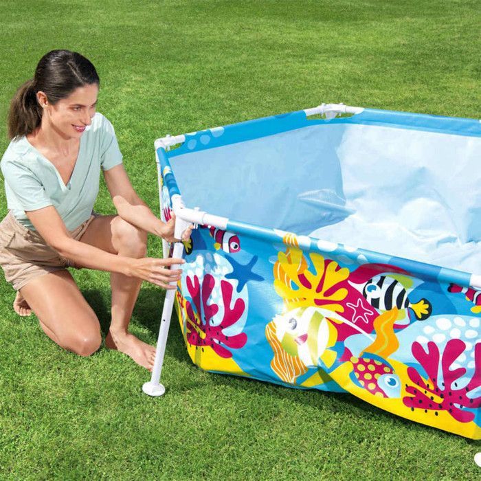 Opblaasbaar zwembad - Bestway - Steel Pro - Ø183x51 cm - UPF 40+ parasol - Zeedieren - 3+