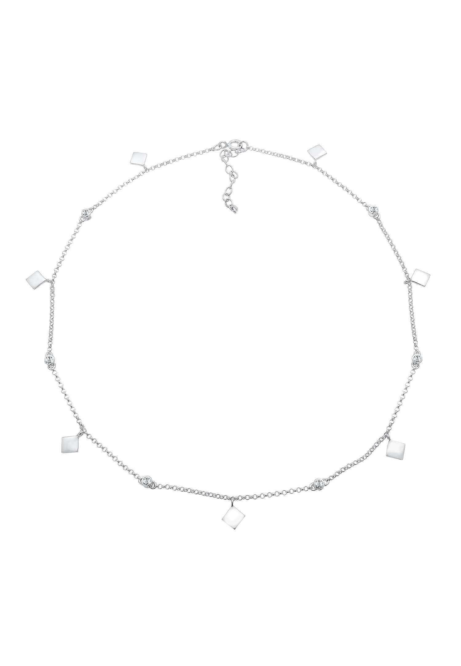 Elli Femmes Choker Solitaire étincelant Géo avec cristaux en argent sterling 925
