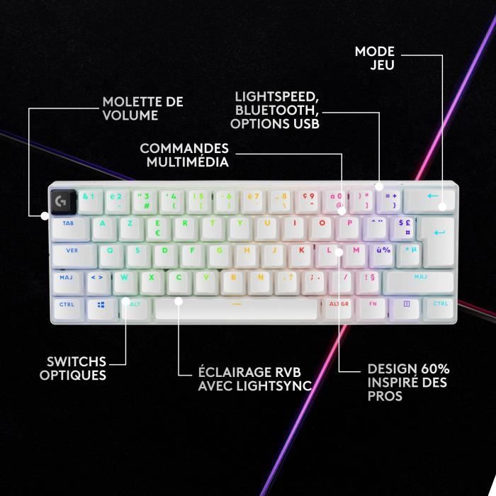 Gamingtoetsenbord - Draadloos - Logitech G - G Pro X 60 - Lightspeed - Wit