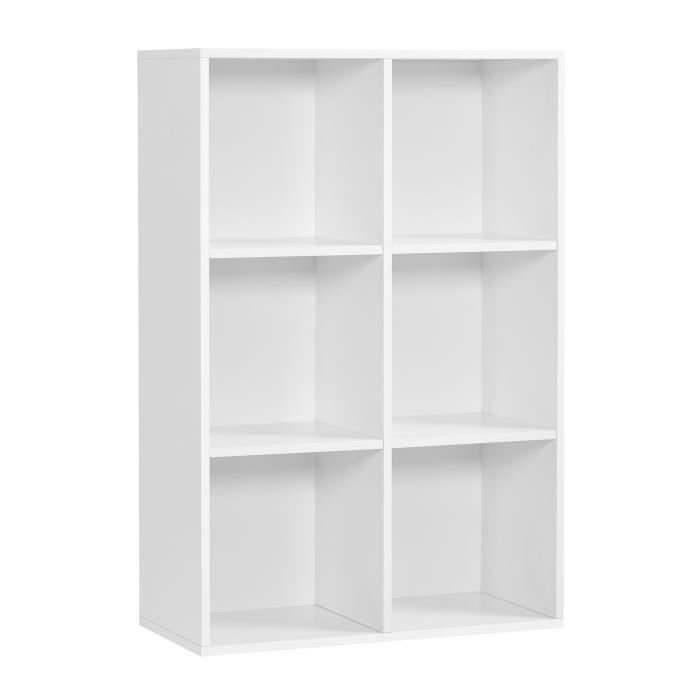 Mobile contenitore con libreria a 6 ripiani, dimensioni 65,5 x 30,5 x 97,5 cm (L x P x A), portata massima 30 kg, colore bianco, modello LBC203D VASAGLE.