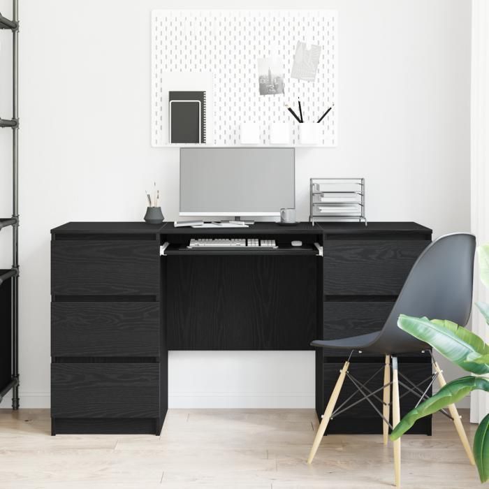 Bureaux 2 pcs Chêne Noir 140x50x76 cm Bois d ingénierie
