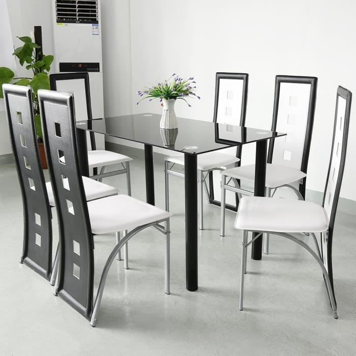 Chaise de salle à manger scandinave - DIYA - Lot de 2 - Blanc and noir - 42*42*101 CM