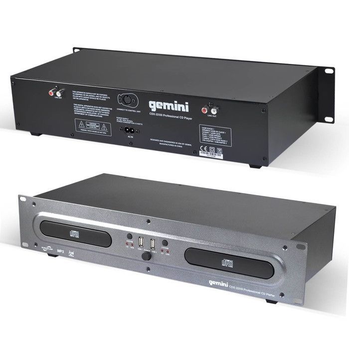 Gemini CDX-2250I DJ CD-mediaspeler met USB, dubbele MP3-, CD/AUDIO- en CD/USB-speler + kabels