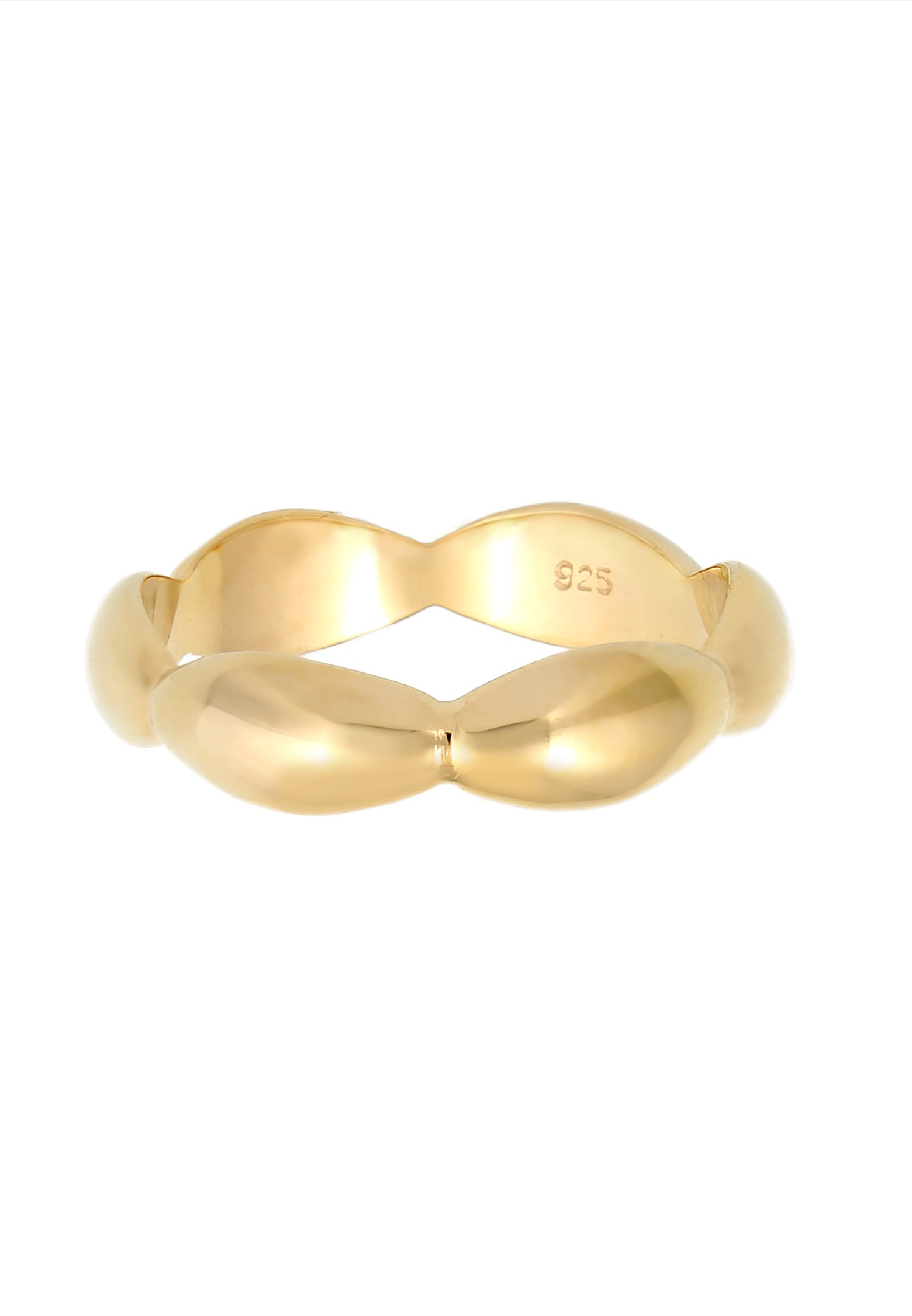 Elli Basic Courbé Geo Look Femme - (925/1000) Argent Plaqué Or