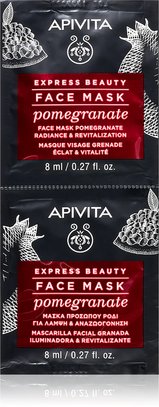 Apivita Express Beauty Revitaliserend Gezichtsmasker met Granaatappel, revitaliserend en verhelderend masker