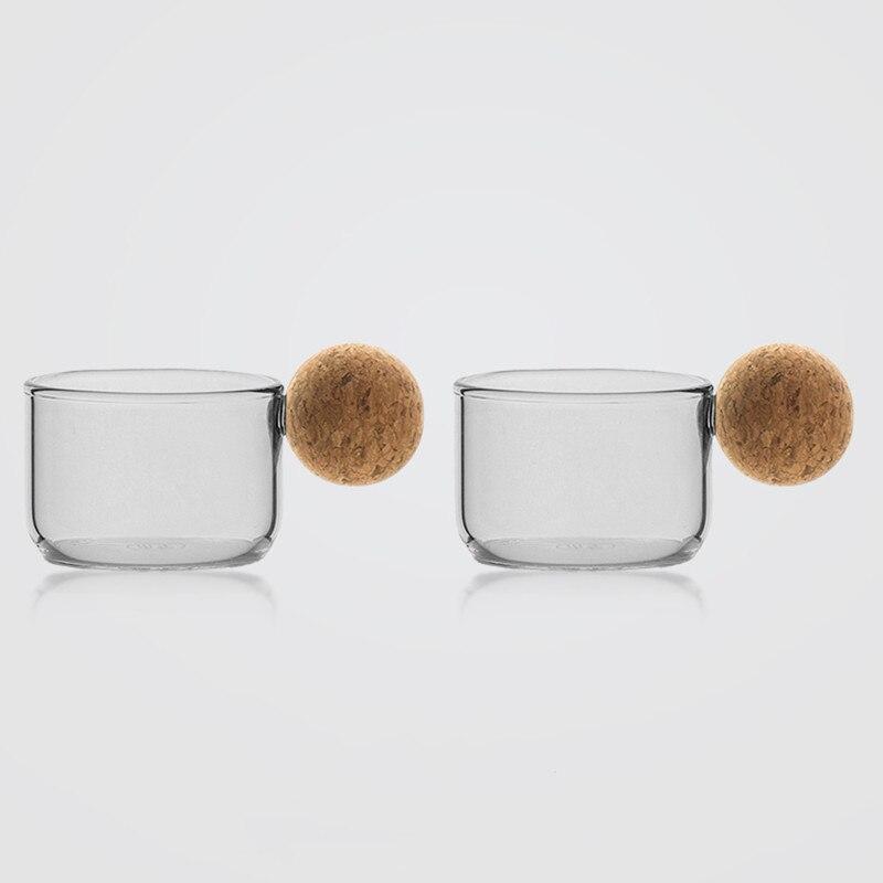 Tasse en verre résistant à la chaleur avec anse boule (lot de 2) - Prix spécial pour la décoration intérieure - Mug à bière fait main - Verre à thé