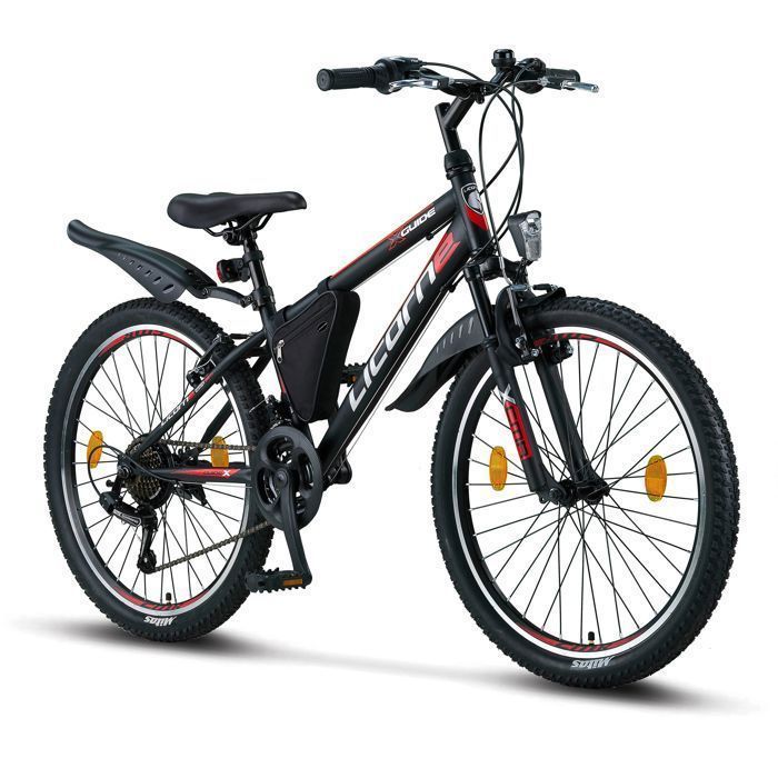 A mountain bike for anyone looking for a reliable companion for everyday use and off-road adventures. [Black/Red/Grey, 24]