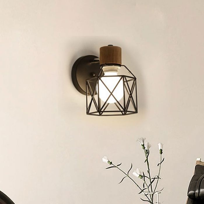 UNI Applique Mural Industrielle Lot de 2 Eclairage Mural Vintage en Métal E27 Lampe de Mur Luminaire Intérieur -Noir