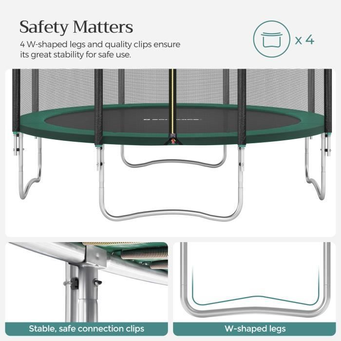 SONGMICS Outdoor Trampoline 366 cm - Garden Black and Green STR12GNV1