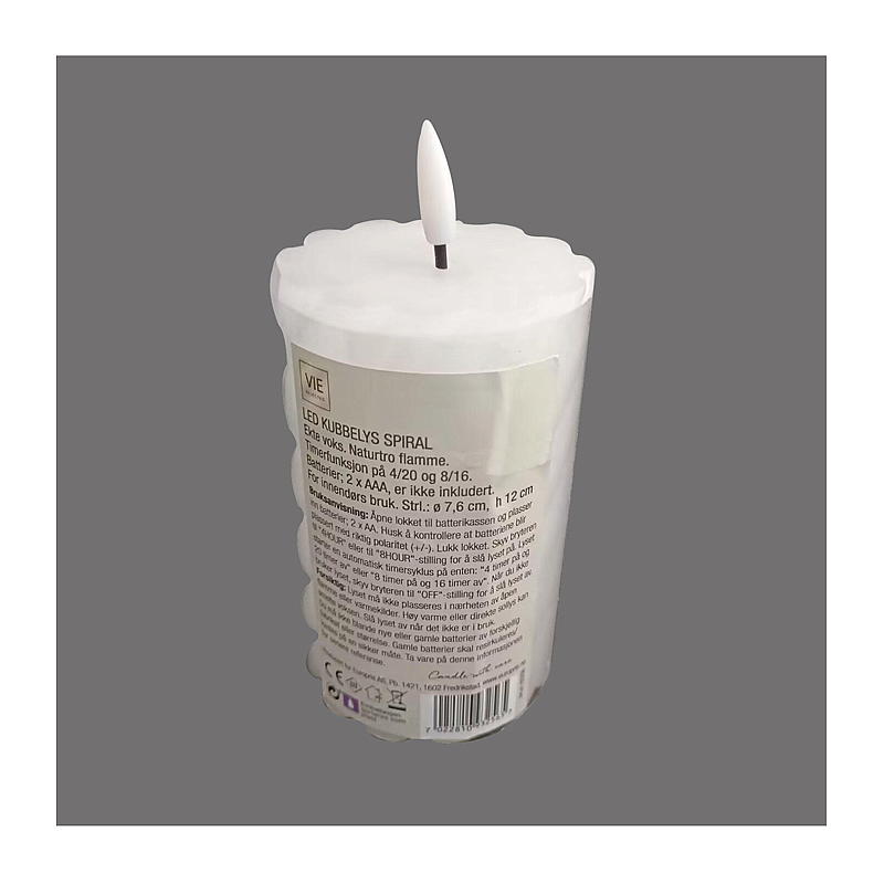 Vie Selected Cube-lampa 12 cm ø 7,6 cm LED-timer spiral vit