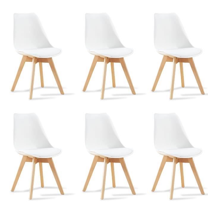 Set van 6 witte Scandinavische stoelen - Bjorn - DESIGNETSAMAISON
