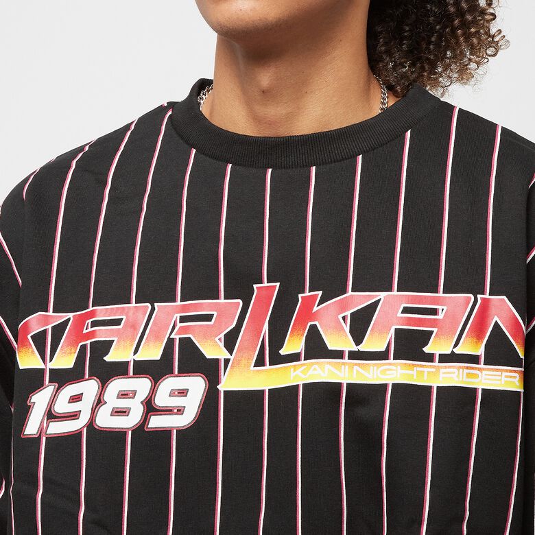 Felpa girocollo a righe Kani Night Rider con logo in tessuto.