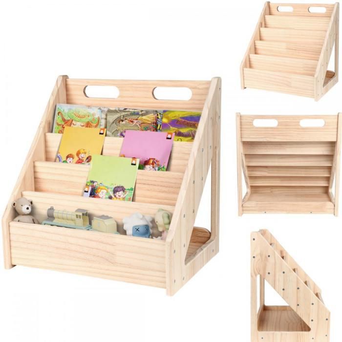 Bibliothèque pour enfants-MENGDA-Bibliothèque de lecture -6 niveaux-Étagère de rangement pour jardin d'enfants41.9×41.9×30.4cm