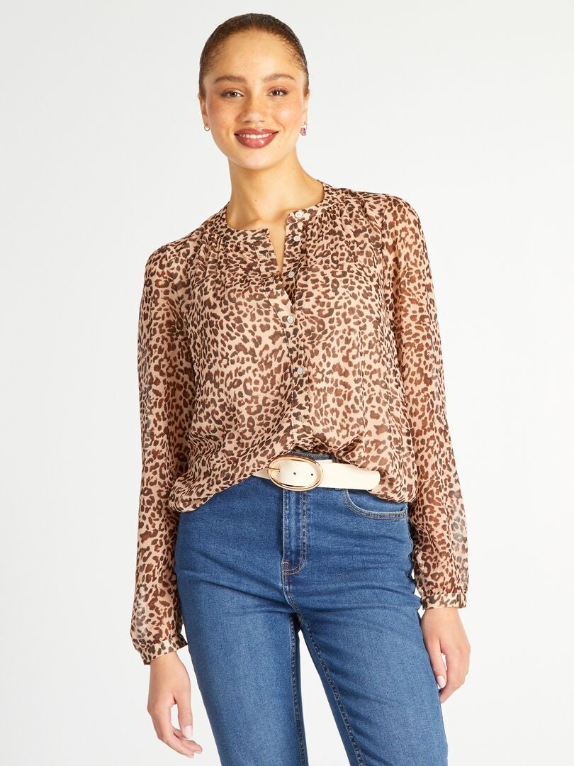 Blusa JDY com estampa de leopardo - Marrom/Leopardo