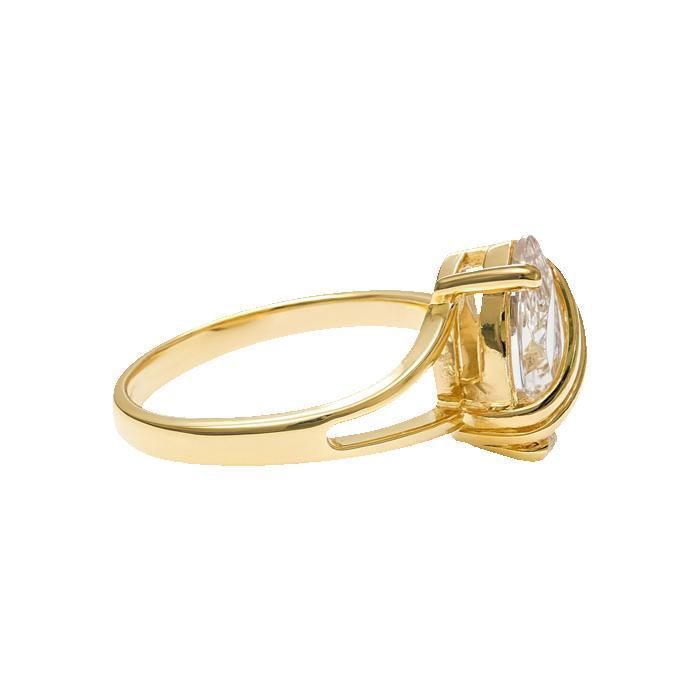 Bague Femme Plaqué Or 18 Carats – Oxyde de Zirconium Taille Marquise | Bague Élégante Dorée, Idée Cadeau Femme