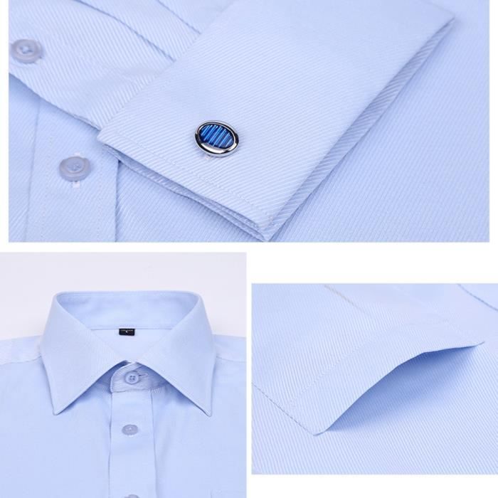 Camisa de hombre - INSFITY - Manga larga - No necesita planchado - Bolsillo en el pecho - Tejido resistente