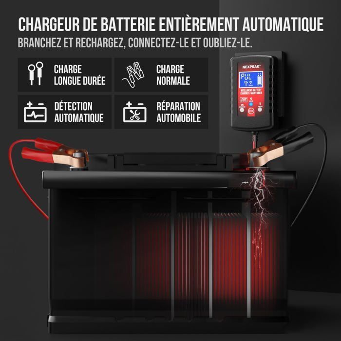 Cargador de batería para coche de 1,75 A, 6 V y 12 V, cargador de batería inteligente totalmente automático, cargador de mantenimiento