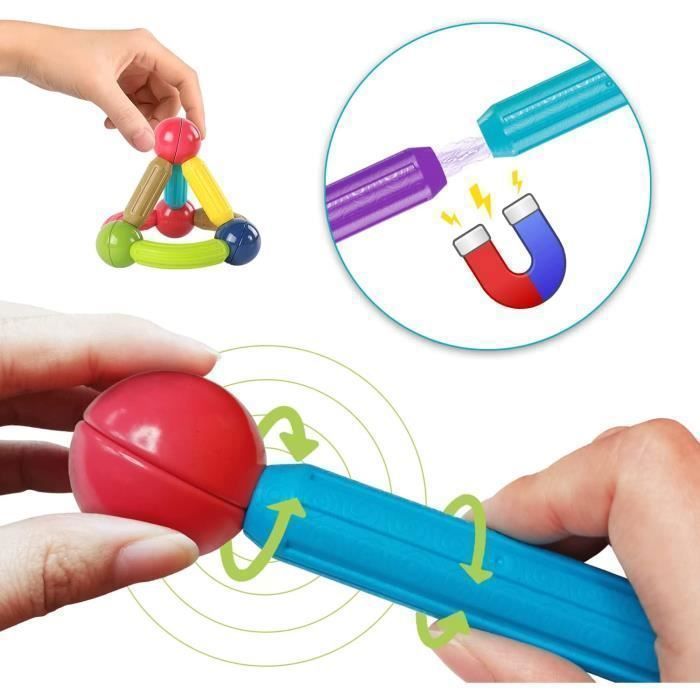 Jouet de Construction Magnetique ,97 Pièces Montessori Enfant 3ans 4ans 5ans 6ans 7ans