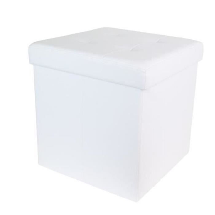 Sofá otomano TEENO® com espaço de armazenamento - Branco - Couro sintético - 38 x 38 x 38 cm