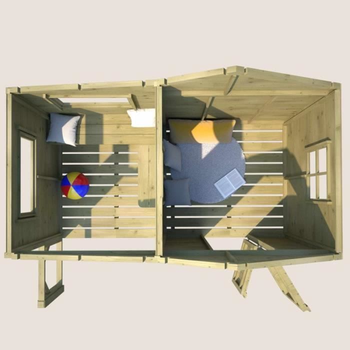 Playhouse - SOULET - Hacienda - made of treated wood with a children's play area