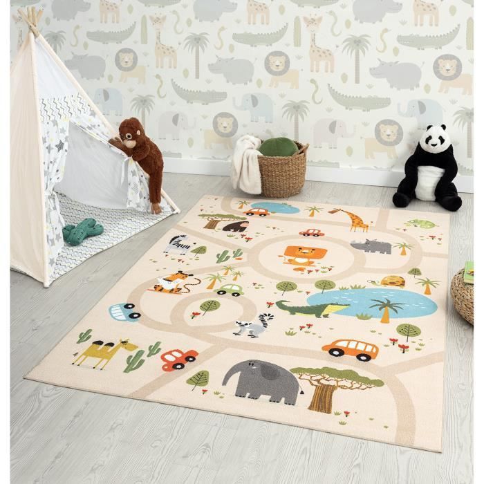 Alfombra infantil - THE CARPET - Happy Kids - Beige - 120x160 cm - Antideslizante
