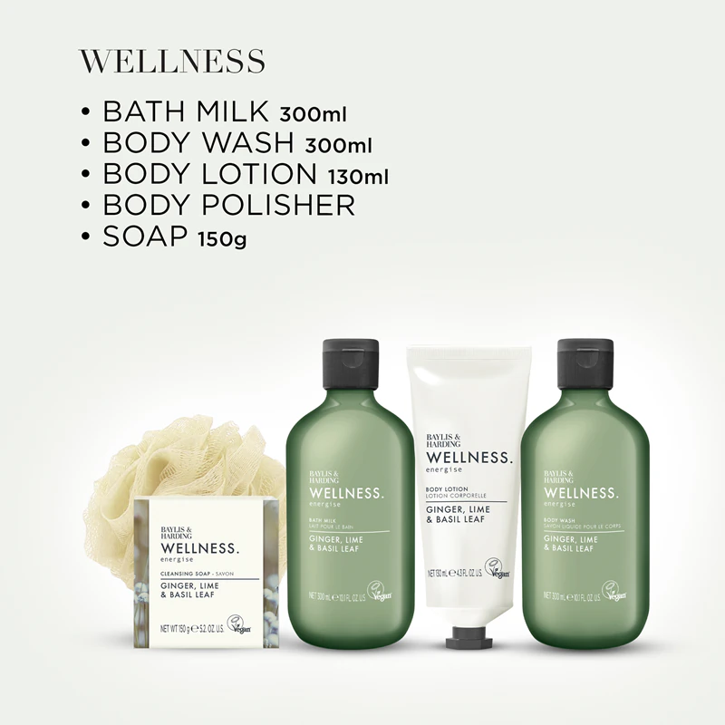 Baylis & Harding Wellness. Energise Cadeauset met gember, limoen en basilicumblad.