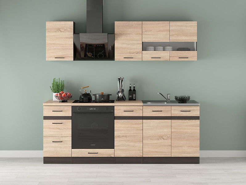 Komplet kuchenny Junona Line 220 cm dąb somona z blatem