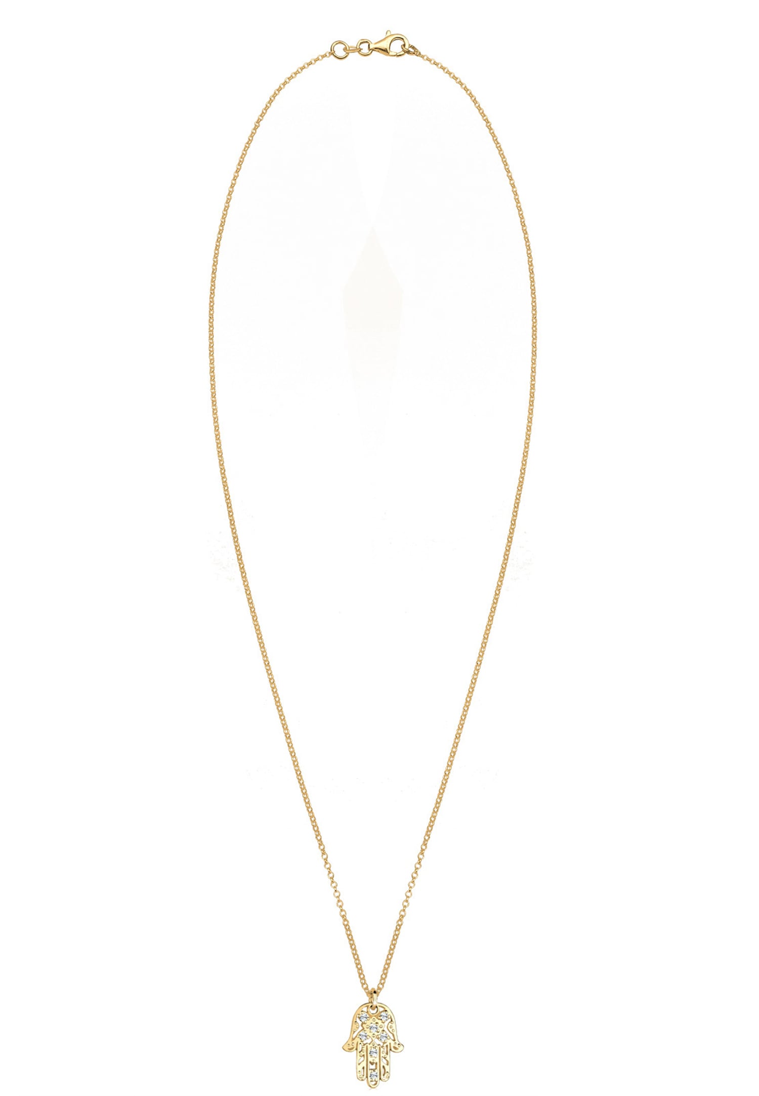 Elli Femmes Pendentif Main Hamsa avec Cristaux en Argent Sterling 925 Plaqué Or
