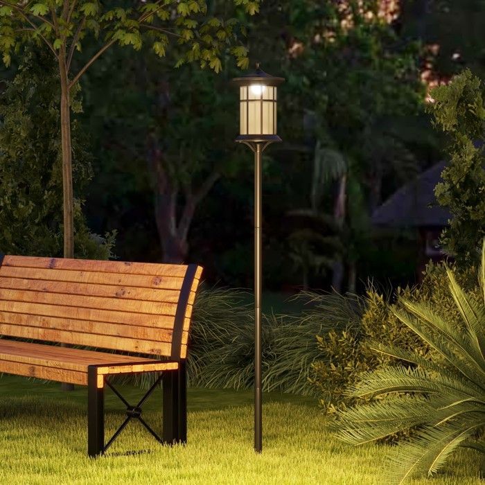 Outsunny outdoor solar floor lamp - LED lamp - cool white light - 6000K - height 184 cm - black