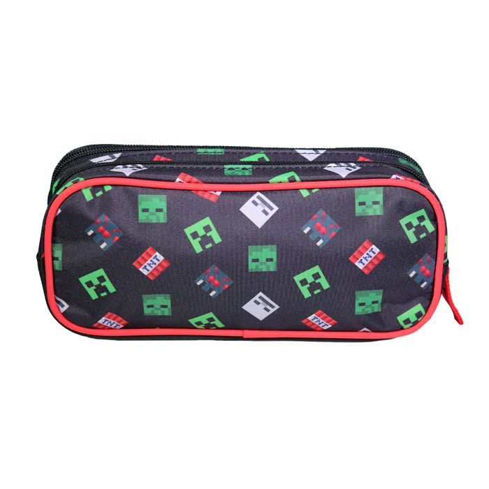 BAGTROTTER 2-Compartment Minecraft Pencil Case - Black