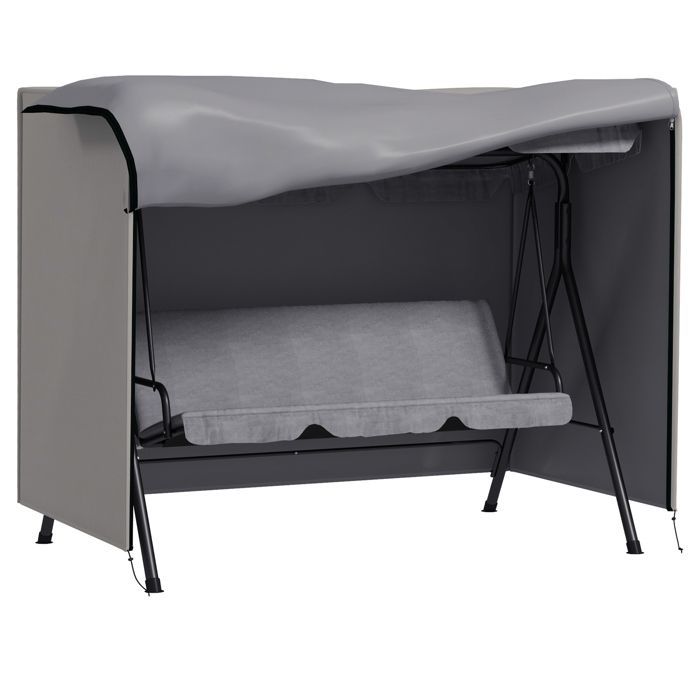 Funda protectora Outsunny para columpio de jardín de 3 plazas, lona de plástico de poliéster de alta densidad impermeable, color gris.