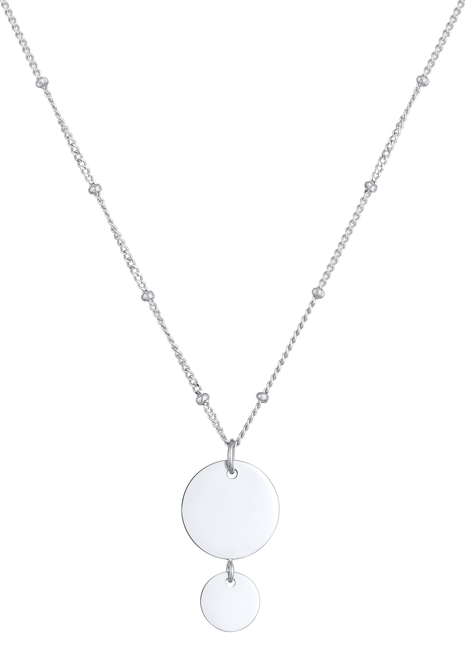 Elli Plaquettes Pendentif Chaîne à Boules Géo Look Trend Collier Femme - (925/1000) Argent