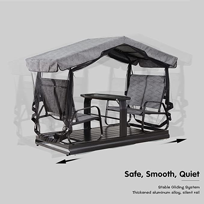 Bancos mecedores de exterior PURPLE LEAF para porche, patio o jardín. Silla mecedora de metal retro para exteriores.