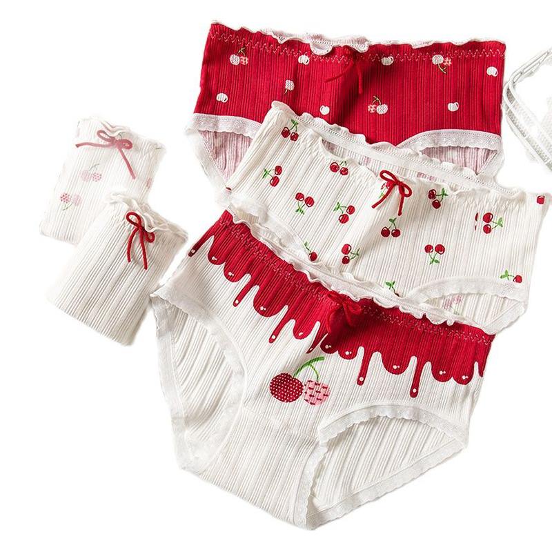 Slip da donna in cotone con stampa alla moda, comodi, a vita bassa, traspiranti, senza cuciture, per ragazze.