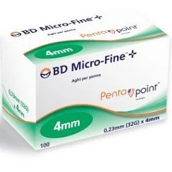 BD MICRO-FINE Mikrofeine Nadeln BD 32G x 4 mm für Insulinpens, 100 Stück