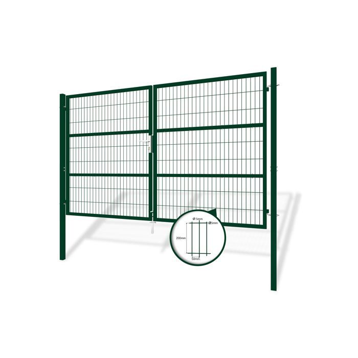 Portail battant grillagé - Casanoov - RAZO - 3m H.180cm - Vert - Acier