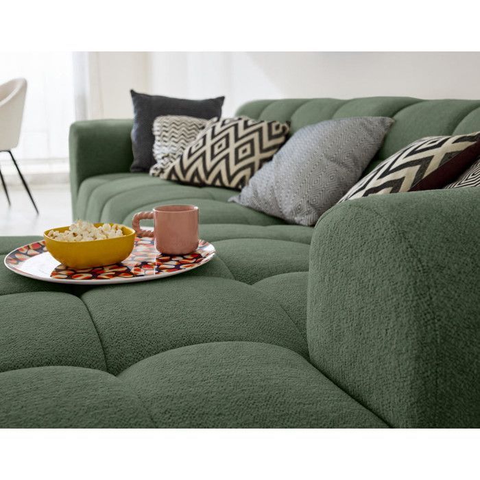 Ray – Ecksofa rechts – 4-Sitzer – Strukturierter Stoff – Grün